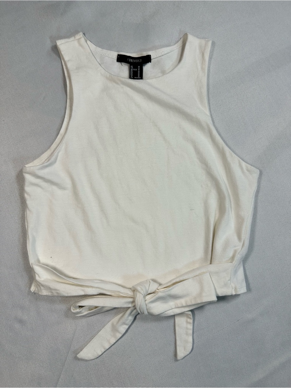 Forever 21 Cream Tie-Front Sleeveless Crop Tank‎